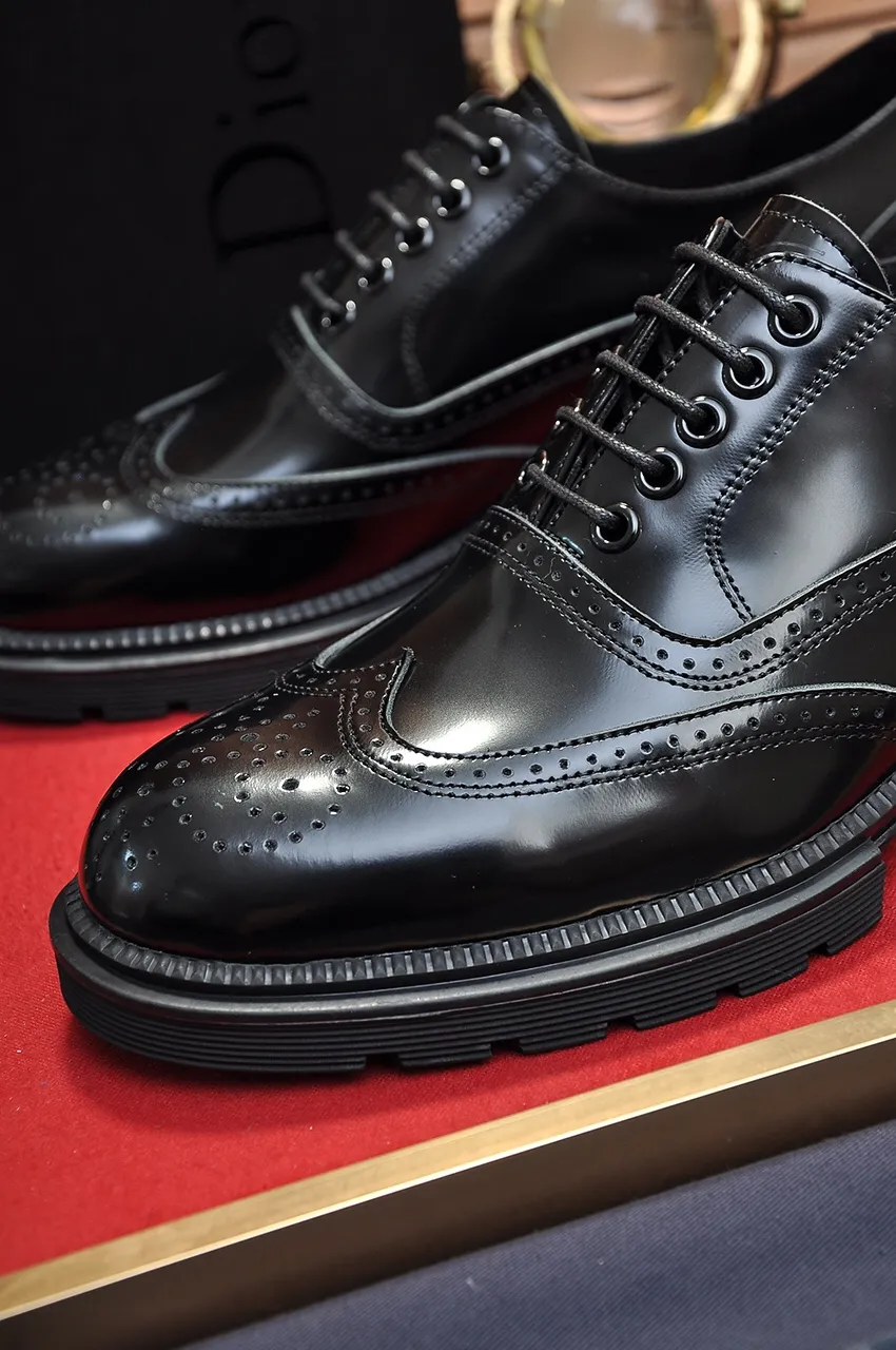 Men's shoes💰720💶【Dior】High-end goods Niuli Original order quality Dior —🆘.Dior original order purchasing, high-end leather shoes, fabric: imported from Italy open-edge beaded cowhide➕water-dyed cowhide/cowhide lining➕specially provided original outsole, fine workmanship, real-life shooting🎬size: 38-45 (45 customized)